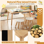 Costzon Toddler Sensory Table and Chairs, Wooden Table and Chair Set w/Double-Sided Boards & 2 Foldable Storage Bins, All-in-One Kids Activity Table for Draw, Sand, Water Play (3 PCS,Natural & White)