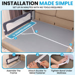TotCraft Flexguard Height & Length Adjustable Bed Rail for Toddlers – Fits Twin, Full, Queen & King Beds – 35.5″ or 59″ Two Fixed Lengths – 14 Height Levels – ASTM Certified Bed Rail for Baby (Grey)