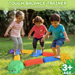 Turtle Balancing Stepping Stones - 10-Piece Set of Interactive Sound Toys for Kids, Holds 176 Pounds, Great for Indoor and Outdoor Toddler Obstacle Training, Improves Balance (redyellowgreenblue10)