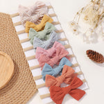 doboi 10PCS Baby Girls Headbands Hair Bows Nylon Cotton Linen Hairbands Handmade Hair Accessories for Newborn Infant Toddlers Little Girl and Kids 3.5Inches