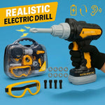 Kids Tool Set with Carrying Case, Electronic Toy Drill with Bits & Construction Vest – Pretend Play Kit with Safety Googles, Gas Shield, Tape Measure, Saw, Bubble Level, Screwdriver, Nuts & Bolts