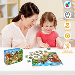 LELEMON Puzzles for Kids Ages 4-6, Farm Puzzle 60 Piece Puzzles for Kids in a Metal Box, Educational Kids Puzzles Jigsaw Puzzles Childrens Puzzle Games Puzzle Toys for Girls and Boys
