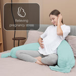 MOON PARK Pregnancy Pillow - Incredibly Smooth and Soft Cooling Cover I Shaped Full Body Maternity Pillow with Removable Cover - Support for Side, Back, Legs, Belly, HIPS - Turquoise