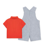 Little Me Clothes for Baby Boys' Lobster Shortall Set, Navy, 18 Months