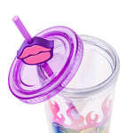 Silver Buffalo Bratz Dolls Featuring Cloe, Yasmin, Jade, and Sasha Flames and Full Lips Plastic Cold Cup with Lid and Straw Topper, 24 Ounces