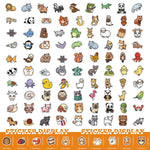 100 PCS Water Bottle Stickers for Kids, Cute Vinyl Aesthetic Waterproof Stickers for Laptop, Bumper, Skateboard, Water Bottles, Computer, Phone, Cartoon Anime Stickers (Cute Animals)