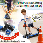 Kick Scooter for Kids 3-7 Age - Three Wheel Light Up Scooters, Lean to Steer,Foldable,Stable Dual Rear Wheels, Adjustable Height, for 3-5,5-7 Year Old Girls Boys Up to 120 Lbs