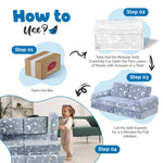 WONDERME 2-Seater Modular Kids Play Couch – 10pc Glow in the Dark Creative Kids Couch for Playroom, Living Room, and Bedroom Fortplay – Convertible Foam and Floor Cushion for Ages 1 to 10
