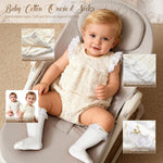 Golray Wooden Baby Gift Basket Newborn Girls Baby Shower Gifts Cloth Set with Bodysuit/Soft Shoes/Socks/Blanket/Bib/Headband/Wood Milestone, New Born Baby Girl Clothes Gender Reveal Gift Stuff