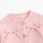 Curipeer Baby Little Girls Pink Bowknot Cardigan Sweater Toddler Girls Embroidered Bowknot Cardigan for Baby in Spring and Autumn 3T