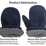 N'Ice Caps Baby Toddler Mittens Kids 2 Pairs Fleece Gloves Winter Warm Sherpa Lined Pack (Black/Navy Pack, 2-3 Years)