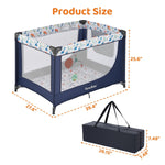 Pamo Babe Travel Foldable Portable Bassinet Baby Infant Comfortable Play Yard Crib Cot with Soft Mattress Breathable Mesh Walls, and Carry Bag Blue