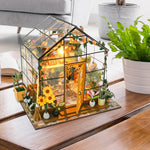 GuDoQi DIY Miniature Dollhouse Kit, Tiny House kit with Furniture, Miniature House Kit 1:24 Scale, Handmade Gift for Birthday Christmas'Day, Sunshine Flower House