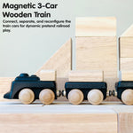 PlanToys® Classic Train Wooden Montessori Vehicle Toy | Early Movement, Imagination and Practical Life Exploration | Eco Friendly Train Set for Indoor and Outdoor Play
