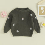 Mubineo Baby Girl Winter Clothes Cute Flower Sweater Crewneck Pullover Long Sleeve Knit Newborn Infant Sweaters (US, Age, 0 Months, 3 Months, Army Green)