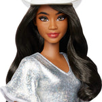 Barbie Fashionistas Doll #239 with Black Hair Wearing Sparkly Silver Fringe Dress with Western Accessories Like White Cowboy Hat and Boots