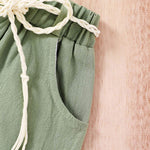 YOUNGER TREE Toddler Baby Girls Clothes Watermelon T-Shirt + Linen Shorts with Belt Cute Summer Short Set (Green, 18-24 M)