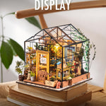 Rolife DIY Miniature House Kit Greenhouse, Tiny House Kit for Adults to Build, Mini House Making Kit with Furniture, Halloween/Christmas Decorations/Gifts for Family and Friends (Cathy's Greenhouse)