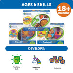 Learning Resources New Sprouts Munch It! Food Set - Food Kitchen Accessories, Pretend Toys, Toddler Picnic Table Games,Kitchen Set, Grocery Fine Motor Skills, Montessori Cooking
