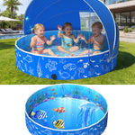 FizZeal Kiddie Pool with Canopy, 51in Foldable Toddler Pool,Pop Up Baby Pool with Shade,UPF 50+UV Portable Swimming Pool for Kids,Collapsible Baby Pool for Beach, Outdoor Toddler Pool for Backyard