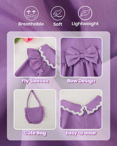 Baby Girl Clothes 18-24 Months Long Sleeve Princess Dresses Purple Ruffle Fairy Cute Dress Toddler Girls Casual Dress Fall Winter Outfit Clothes Kids