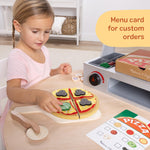 Melissa & Doug Top & Bake Wooden Pizza Counter Play Set with Play Food (41 Pcs) Preschool Toy Pizza, Wooden Food Set, Pretend Sets For Kids Ages 3+ - FSC-Certified - FSC Certified