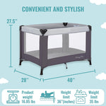 Dream On Me Nest Portable Playard in Grey with Carrybag an Shoulder Strap, Lightweight, Packable and Easy Setup Baby Playard, Breathable Mesh Sides and Soft Fabric - Comes with a Removable Padded Mat