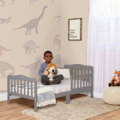 Dream On Me Classic Design Toddler Bed In Steel Grey, Greenguard Gold And BSA Certified, Low To Floor Design, Two Side Safety rails, Non-Toxic Finishes, Wooden Nursery Furniture