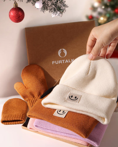 FURTALK Baby Beanie and Mittens Set Toddler Beanie Warm Winter Hat Gloves Newborn Boys Girls