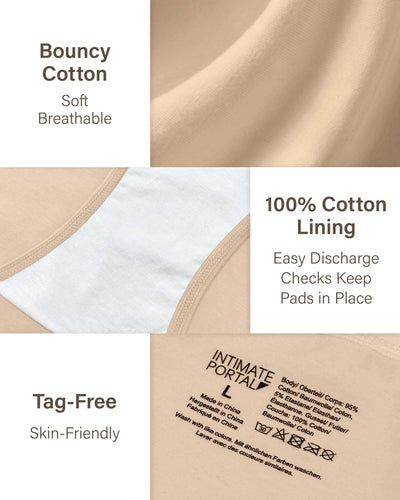 Intimate Portal Cotton Maternity Underwear Under the Bump Pregnancy Bikini Undies Womens Postpartum Panties 6 Pack Nude XXL