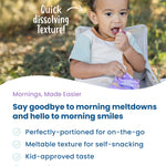 Amara Breakfast Oat Melts - Organic Toddler Snack - Single Serve Fiber-Packed Oat Bites with Real Fruit, No Added Sugar, Quick Dissolving, Blueberry - 12 Pack