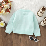 Toddler Baby Girl Sweater Floral Cardigan Knit Long Sleeve Coat Cute Fall Winter Outfits Clothes Infant Newborn (Aqua Blue, 6-9 Months)