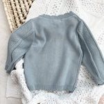 Simplee kids Baby Girls Knit Cardigan Hand Embroidery Pompoms Sweater Long Sleeve Coat for Winter Fall