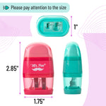 Mr. Pen- Pencil Sharpener & Eraser, 4 Pack, 2-in-1 Manual Sharpeners with Canister, 2 Sharpening Holes for Standard & Jumbo Pencils, Colorful Dual Hole Design for School, Office, Home, Kids