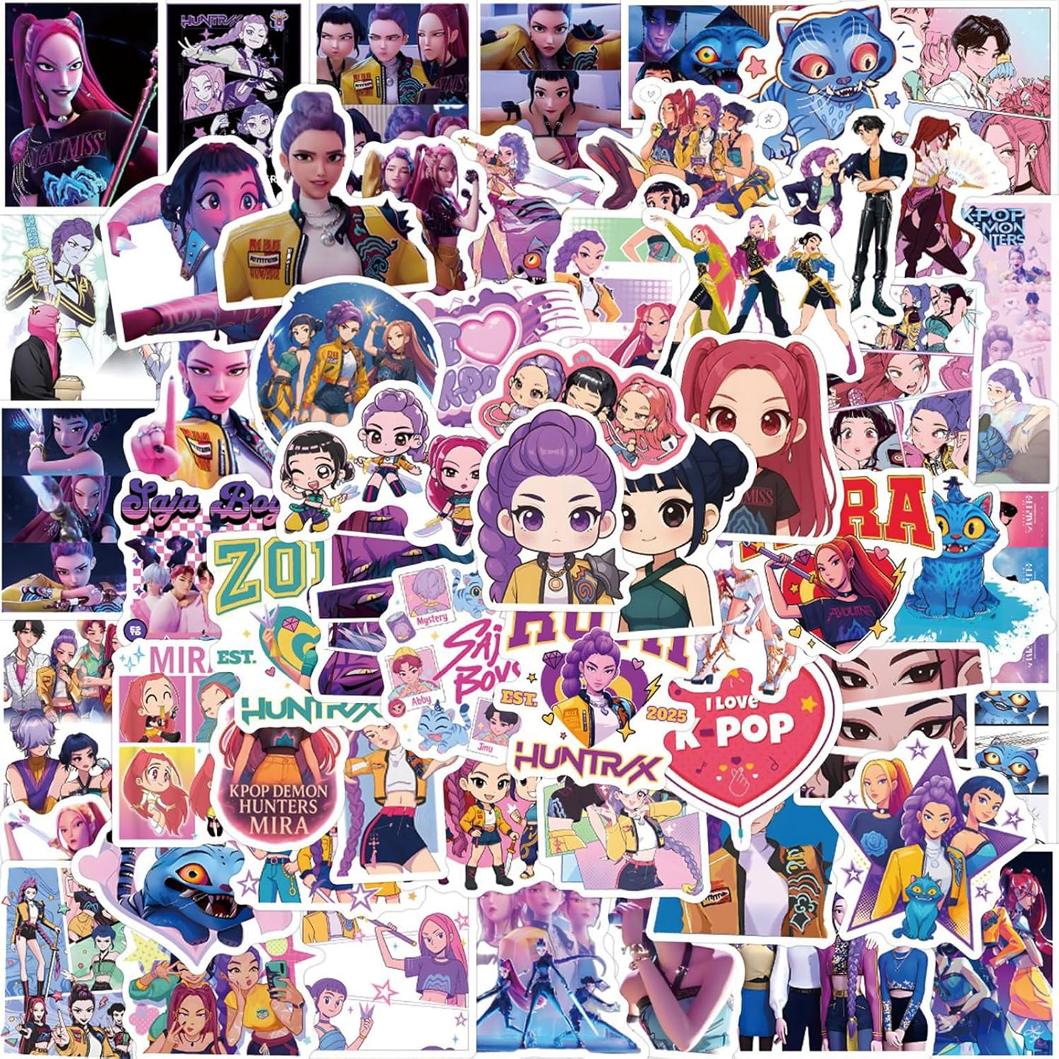 110Pcs Cute Anime Stickers, Cartoon PVC Movie Decals, Perfect for Laptop, Phone Case, Helmet, Water Bottle, Travel Case, Guitar, Ideal Gift for Adults