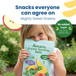 Amara Smoothie Melts - Mighty Sweet Greens - Baby Snacks Made With Fruits and Vegetables - Healthy Toddler Snacks For Your Kids Lunch Box - Organic Plant Based Yogurt Melts - 6 Resealable Bags