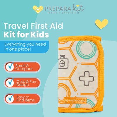 PreparaKit Kids First Aid Kit - 75-Piece Travel First Aid Kit for Toddlers and Babies, TSA Approved, Latex Free, Fits Diaper Bag, Backpack, Purse or Car, Designed by a Mom and Nurse (Orange Crush)