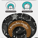 Infant Car Seat Insert with Extra Cushion for Preemie to Toddler, Reversible Newborn Carseat Insert Head Support, Fits for Stroller, Baby Swing, Rocker, Bassinets, Bouncer (Black Star)