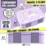 BEARFOOT Kids Lunch Box with Compartments – Compact & Lightweight | Leak-Proof, BPA-Free, Dishwasher Safe | Hand-Drawn Design for Preschool, School, Travel (Unicorn Purple, 2.75 Cups)