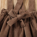 One opening Cute Baby Girl Corduroy Skirt Dress Infant Toddler Suspender Straps Casual Skirt Sundress Spring Summer Clothes (Brown, 1-2T)