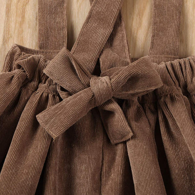 One opening Cute Baby Girl Corduroy Skirt Dress Infant Toddler Suspender Straps Casual Skirt Sundress Spring Summer Clothes (Brown, 1-2T)