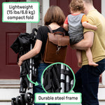 Summer Infant 3Dlite ST Convenience Stroller, Black & Gray - Lightweight Stroller with Steel Frame, Large Seat Area, Multi-Position Recline, Storage Basket - for Travel and More
