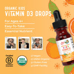 MARYRUTH'S USDA Organic Vitamin D3 Liquid Drops for Kids | 640 IU Vitamin D3 Per Serving | Kids Immune Support & Bone Health Supplement | Formulated for Ages 4-13 | 0.5oz | 30 Servings