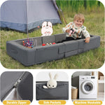 ENITYA Toddler Floor Bed with Washable Cover, Toddler Cots for Sleeping, Comfortable and Portable for Kids Travel, Foldable Kids Bed (Grey)