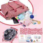 Diaper Tote Bag - Large Capacity waterproof Baby Bag With Pacifier Case, Hospital Delivery & Travel Mom Handbag (Pink)