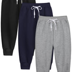 Resinta 3 Pack Toddler Girls Boys Sweatpants Kids Casual Athletic Pull-On Cotton Jogger Pants with Drawstring for Boys Girls