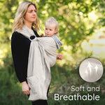 Ring Sling Baby Carrier - USA Lab Tested, 100% Natural Cotton Muslin, Breathable & Ergonomic Ring Sling Beige