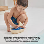 PlanToys® Sailboat Wooden Bath Toy | Eco-Friendly Floating Boat for Kids | Promotes Fine Motor Skills & Imaginative Play | Sustainable Birthday Gift for Bathtime Fun