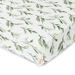 Crane Baby 100% Cotton Sateen Crib Sheet, Fitted for Cribs and Toddler Beds, Baby Crib Sheets, Baby Bedding for Boys and Girls, Green Leaf