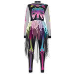 Spooktacular Creations Funky Skeleton Tutu Dress for Girls, Punky Bones Colorful Skeleton Costume for Halloween Dress Party-M